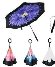 48 Wholesale Flower Reverse Umbrella