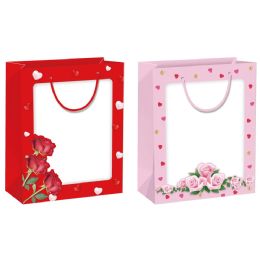 48 Sets Printed Window Bag L 10.6x13.8x6" 2 Piece Sets - Valentine Decorations