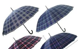 24 Wholesale 65cm 16k Automatic Spray Paint Grid Cloth Umbrella