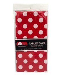 96 Pieces Polka Dot Red Table Cover 54x108in - Table Cloth