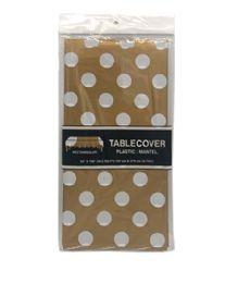 96 Bulk Polka Dot Gold Table Cover 54x108in