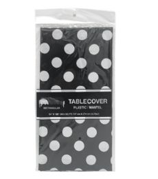 96 Pieces Polka Dot Black Table Cover 54x108in - Table Cloth