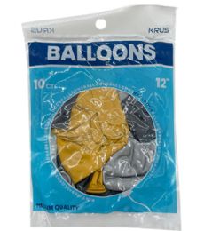 144 Bulk 10ct Balloons Gold Siver & Blk 12in