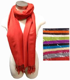 36 Pieces Ladies Solid Color Fashion Pashmina With Fringe - Womens Fashion Scarves