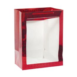 48 Pieces Holo. Window Bag/m 48s 8x10.6x6" - Valentine Gift Bag's