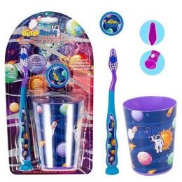 24 Pieces 3pk Child's Toothbrush & Cover Set with Cup [Outer Space] - Toothbrushes and Toothpaste