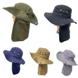 24 Bulk Cotton Soft Boonie Hat With Neck Flap [solid Color]