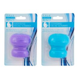 24 Wholesale Cleansing Facial Scrubber Silicone 2in/2ast Colors Hba/blister