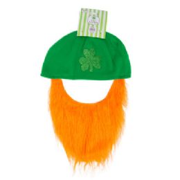 18 pieces Leprechaun Hat Felt W/orange Beard 13x9x2 Stp Tcd - Costumes & Accessories