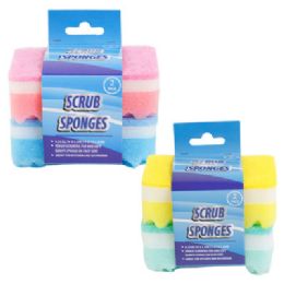 36 pieces Sponge Bumpy 2pk Clean Slv Crd 4.33x2.76x1.38in 2ast Combos Clean Sleevecard - Scouring Pads & Sponges