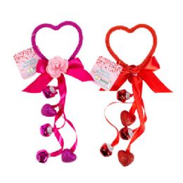 36 Bulk Door Greeter Valentine W/bells & Foam Hearts 2ast 11in W/rose& Bow Val ht