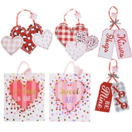 24 pieces Valentine Wall Plaque Mdf 6ast W/glitter Or Hotstamp Upc/mdf Comply Label - Valentine Decorations