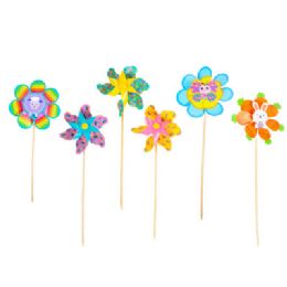 24 of Pinwheel Easter/spring 6ast 20in/l&g Hangtag Wooden Stakes