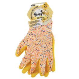 24 Wholesale Gloves Honey Bee Latex Coated M/l