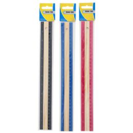 36 pieces Ruler Wood 3 Ast Colors Black/pink/blue Stat Pbh - Rulers