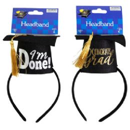 24 Wholesale Graduation Headband 2ast Cap W/tassel Jhook/hangtag