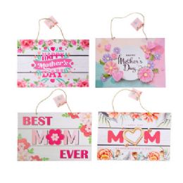 24 Wholesale Mothers Day Wall Plaque 4ast Embellished 13.39x9.45in Paper/mdf Comply Label/ht