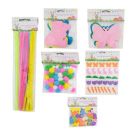 36 pieces Easter Diy Craft 6assorted Stems/poms/glitter Shapes/stickers Pbh - Easter