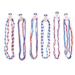 36 pieces Necklace Patriotic 6ast 1&3 Pks Patriotic Barbell Card - Party Paper Goods