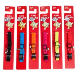 96 Bulk Cat Collar With Bells Adjustable Assorted Solid Colors