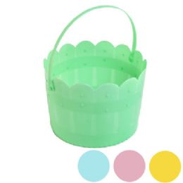 36 Wholesale Easter Bucket Garden Gate Design 4ast Pastel Colors 7.1 X 5in Hangtag