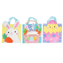 48 Wholesale Easter Gift Bag 3ast W/paper Tip On Character 10x4.96x10in Ribbon Handle