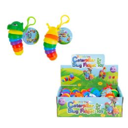 48 pieces Fidget Caterpillar/slug Wiggly Rainbow W/keycahin 24pc Pdqassorted Colors 4in/ht - Educational Toys