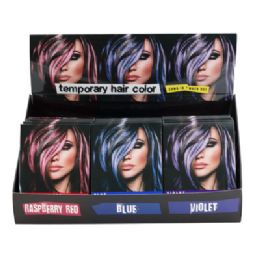 36 Wholesale Hair Color Temporary 3ast Colors Raspberry Red/violet/blue 0.5ozw/comb 36pc Pdq/color Box