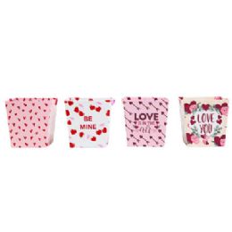 24 pieces Valentine Gift Bucket Paper 4ast W/ribbon Handle 4.13x3.34x4.33in Val ht - Valentine Decorations