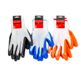 48 of Gloves Work Nitrile Coated White W/orng/black/blue Colors