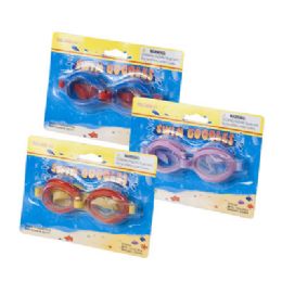 72 Wholesale Swim Goggle Kids 3asst Colorsplastic Summer Blister Card