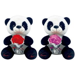 24 Pieces 9" Panda W/rose 2-Dsgn 24/48s - Valentines