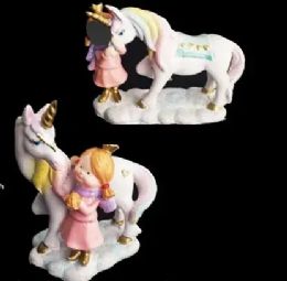 12 Pieces 4 Inch Girl With Unicorn Decoration - Home Decor
