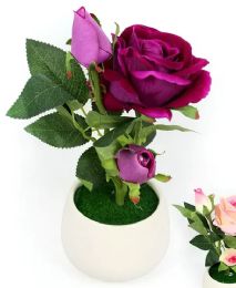 24 Pieces 11 Inch Simulation Rose Potted Plant - Artificial Flowers
