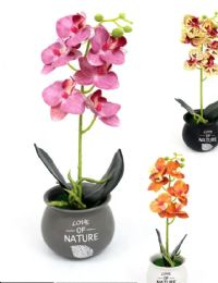 24 Pieces 12 Inch Simulation Orchid Potted Plant - Artificial Flowers
