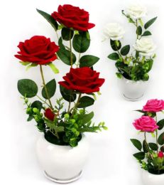 12 of 15 Inch Simulation Rose Potted Plants