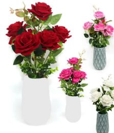 12 Pieces 19.5 Inch Simulation Rose Potted Plants - Artificial Flowers