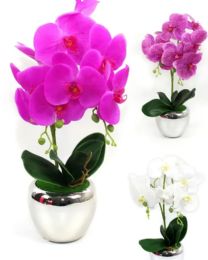 12 Pieces 15 Inch Simulation Orchid With Pot - Artificial Flowers