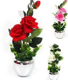 12 Pieces 15 Inch Simulation Rose Potted Plants - Artificial Flowers