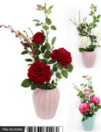 12 Pieces 16.5 Inch Simulation Rose Potted Plants - Artificial Flowers