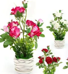 12 Pieces 15 Inch Simulation Rose Potted Plants - Garden Planters and Pots