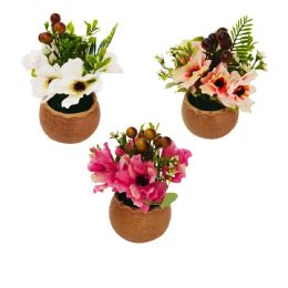 24 Pieces 5 Heads Pink Flowers With Green Fruits - Garden Planters and Pots