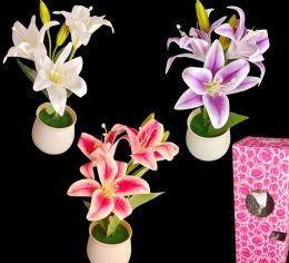 12 Pieces 13 Inch Simulation Lily Flower With Basin - Garden Planters and Pots