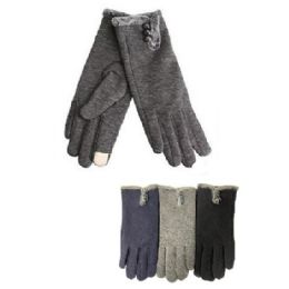 24 Bulk Ladies Fur Cuff Touch Screen Gloves