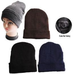 24 Pieces PlusH-Lined Knitted Cuff Hat [assorted Colors] - Winter Beanie Hats