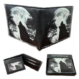 6 Pairs Vegan Leather Wallet [bifold] Night Wolf - Wallets & Handbags