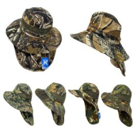 24 Wholesale Vented Boonie Hat With SnaP-On/off Neck Flap [camo]