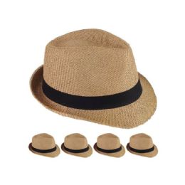 24 Bulk Elegant Peru Color Toyo Straw Trilby Fedora Hat