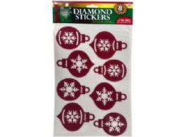 72 pieces 8 Piece Dimond Holiday Sticker Ornaments In Red - Stickers