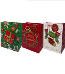 240 Pieces Xmas Md Glitter & Pop Up Premium Bags - Christmas Gift Bags and Boxes